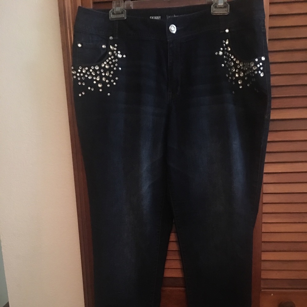 WORN ONCE 🦋 LANE BRYANT RHINESTONE SKINNY JEANS